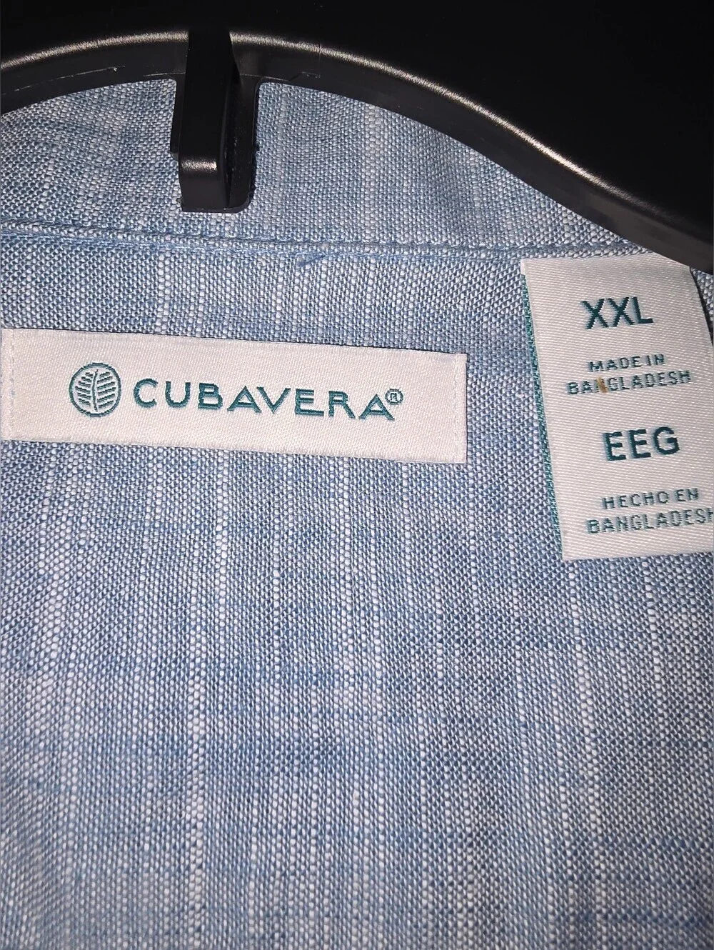 NWT Cubavera Cotton Button-up Collared Shirt Agean Blue Men's XXL